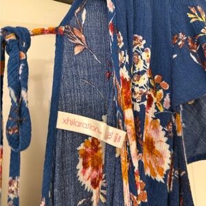 Xhilaration Blue Dress with Floral Accents